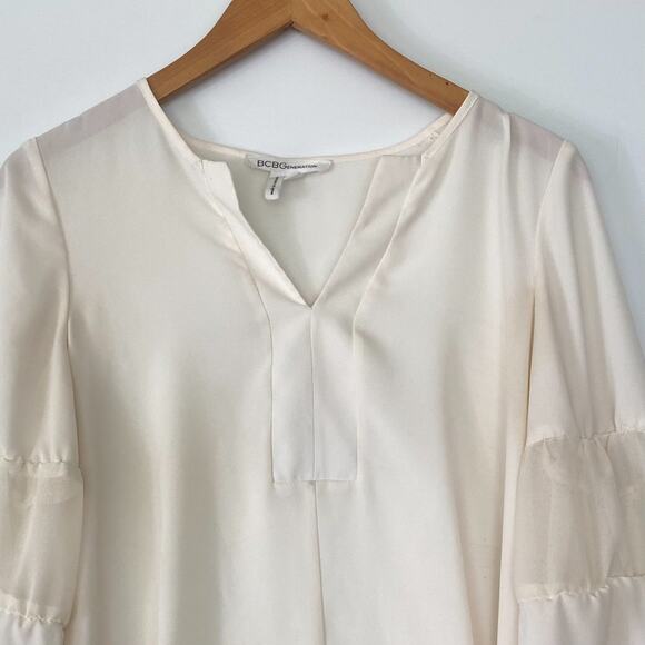 BCBGeneration Ivory Blouson 3/4 Sleeve Blouse Top - Picture 4 of 10